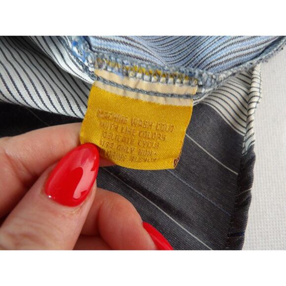 Mecca Since Day One Shirt Mens XL Western Stripes Blue Collar Button Down - Picture 12 of 13